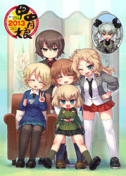 Rule 34 | 10s, 6+girls, :d, ^ ^, anchovy (girls und panzer), anzio military uniform, armchair, belt, black footwear, black jacket, black neckwear, black pantyhose, black shirt, black skirt, black socks, blazer, blonde hair, blouse, blue eyes, blue footwear, blue skirt, blue sweater, braid, chair, circle name, closed eyes, closed mouth, collared shirt, commentary request, cross-laced footwear, crossed arms, darjeeling (girls und panzer), dress shirt, drill hair, emblem, fang, folding screen, frown, girls und panzer, green hair, green jacket, green legwear, grey jacket, hair intakes, hand on own hip, hand on own head, head tilt, hug, hug from behind, inset, jacket, kacchu musume, katyusha (girls und panzer), kay (girls und panzer), kuromorimine military uniform, loafers, long hair, long sleeves, looking at viewer, military, military uniform, miniskirt, multiple girls, necktie, nishizumi maho, nishizumi miho, open clothes, open jacket, open mouth, pantyhose, pillow, pleated skirt, pravda school uniform, red eyes, red shirt, red skirt, sam browne belt, sankuma, saunders school uniform, school uniform, shirt, shoes, short hair, sitting, skirt, sleeves rolled up, smile, smirk, sneakers, socks, st. gloriana&#039;s school uniform, standing, sweater, thighhighs, trait connection, turtleneck, twin braids, twin drills, twintails, uniform, v, v-neck, v-shaped eyebrows, watermark, white legwear, white shirt, wing collar