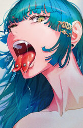 Rule 34 | 1girl, forked tongue, open mouth, original, piercing, saliva, sharp teeth, spacebroccoli, tagme, teeth, tongue, tongue piercing