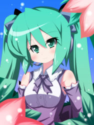 Rule 34 | detached sleeves, green eyes, green hair, hatsune miku, headset, highres, oborotsuki kakeru, project diva, project diva (series), ribbon, solo, twintails, vocaloid