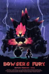 Rule 34 | 3boys, bowser, bowser jr., clenched hands, cloud, cloudy sky, commentary, dated, derivative work, dredge, english commentary, english text, father and son, floating, from behind, fury bowser, giant, gloves, hat, highres, lightning, male focus, mario, mario (series), multiple boys, nintendo, outdoors, rain, shell, size difference, sky, super mario 3d world, super mario 3d world + bowser&#039;s fury, white gloves