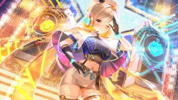 Rule 34 | 1girl, ;3, absurdres, alternate costume, arm up, asymmetrical gloves, azur lane, beret, black gloves, black panties, black skirt, blue shirt, blush, breasts, capelet, closed mouth, commentary, cowboy shot, crop top, crowd, elbow gloves, english commentary, gloves, glowstick, grey eyes, grey hair, hair between eyes, hand on own hip, hat, headset, highres, janyhero, large breasts, leg tattoo, looking at viewer, midriff, navel, one eye closed, panties, pantyshot, plaid, plaid shirt, salute, seattle (azur lane), shirt, short hair, sidelocks, single elbow glove, skirt, smile, solo, speaker, stage, stage lights, standing, suspender skirt, suspenders, tattoo, thighhighs, two-tone skirt, underbust, underwear, white capelet, white hat, white skirt, white thighhighs, zettai ryouiki
