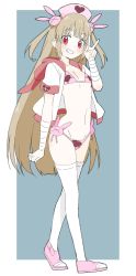 Rule 34 | 1girl, absurdres, alternate costume, apron, bad id, bad twitter id, bandages, bikini, bikini under clothes, blush, donguri suzume, flat chest, grin, hair ornament, hat, heart, highres, hood, hoodie, jacket, long hair, looking at viewer, midriff, natori sana, navel, nurse cap, open clothes, open jacket, pink apron, pink bikini, pink hat, rabbit hair ornament, red eyes, sana channel, short sleeves, smile, solo, swimsuit, swimsuit under clothes, thighhighs, two side up, v, virtual youtuber