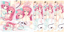Rule 34 | 2girls, :d, ahoge, ass, backless outfit, bare legs, barefoot, bed sheet, breasts, bridal veil, cameltoe, cleavage, dakimakura (medium), demon tail, detached sleeves, diadem, fingering, flower, frilled thighhighs, frills, from above, full body, girl on top, green eyes, green flower, green rose, hair flower, hair ornament, half-closed eyes, highres, incest, lala satalin deviluke, lingerie, long hair, looking at viewer, lying, medium breasts, medium hair, momo velia deviluke, multiple girls, nude, on back, on stomach, open mouth, panties, pillow, pink eyes, pink gemstone, pink hair, pink panties, pink sleeves, pink thighhighs, rose, short sleeves, shoulder blades, siblings, sisters, smile, soles, split screen, summer-d (dodojune), tail, thighhighs, to love-ru, underwear, veil, very long hair, wavy mouth, white panties, white sleeves, white thighhighs, yuri