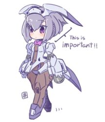 Rule 34 | 1girl, armored leotard, character request, closed mouth, copyright request, dot mouth, full body, head wings, mawaru (mawaru), mecha, purple eyes, purple hair, robot, short hair, simple background, solo, standing, white background, wings