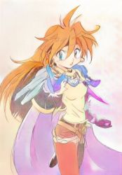 Rule 34 | 1girl, armor, artist request, cape, female focus, heterochromia, lina inverse, long hair, looking at viewer, orange hair, slayers, solo, wizard, upper body