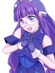Rule 34 | glasses, gloves, gluko, highres, mon colle knights, purple eyes, purple hair, rokumon tengai mon colle knight, solo, tagme