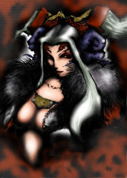 Rule 34 | 1990s (style), 1girl, breasts, cleavage, female focus, final fantasy, final fantasy viii, large breasts, lips, solo, ultimecia, white hair