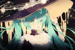 Rule 34 | 00suger001, 1girl, :p, aqua eyes, aqua hair, bow, cross-laced clothes, earrings, frills, hat, hatsune miku, holding, holding clothes, holding hat, jewelry, large hat, long hair, looking at viewer, sidelocks, solo, star (symbol), tongue, tongue out, twintails, upper body, vocaloid, wrist cuffs