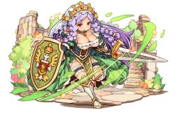 Rule 34 | 1girl, braid, breasts, cleavage, fullbokko heroes, holding, holding sword, holding weapon, long hair, multiple braids, official art, parted bangs, pelvic curtain, shigatake, solo, sword, tagme, very long hair, weapon