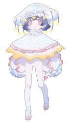 Rule 34 | + +, 1girl, :o, blue hair, dress, full body, highres, jellyfish girl, no shoes, open mouth, original, pantyhose, red eyes, redauto, short hair, simple background, solo, white background, white pantyhose