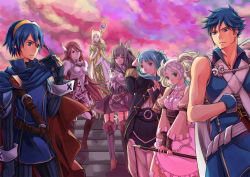 Rule 34 | 1boy, 6+girls, adjusting hair, apron, armor, belt, black hair, blonde hair, blue eyes, blue hair, book, boots, brother and sister, brown eyes, cape, chrom (fire emblem), cordelia (fire emblem), dress, drill hair, emmeryn (fire emblem), fire emblem, fire emblem awakening, frills, frown, garter straps, gloves, green eyes, hair ribbon, hairband, hat, head wings, headdress, lissa (fire emblem), long hair, lucina (fire emblem), marth (fire emblem awakening), mask, unworn mask, multiple girls, nintendo, purple eyes, red eyes, red hair, ribbon, robin (female) (fire emblem), robin (fire emblem), short hair, short twintails, siblings, skirt, smile, spoilers, staff, sumia (fire emblem), tabard, thigh boots, thighhighs, thighs, twintails, very long hair, wings, wrist cuffs, youhe, youhe qri, zettai ryouiki