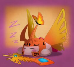 Rule 34 | bug, butterfly, closed eyes, closed mouth, commentary request, copy ability, gethoce, highres, insect, kirby, kirby (series), kirby and the forgotten land, morpho knight, morpho knight sword kirby, nintendo, sleeping