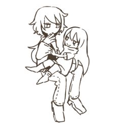 Rule 34 | 1boy, 1girl, character request, denim, full body, jeans, long hair, lowres, mikan muzou, moka (1339), pants, ponytail, simple background, sitting, sitting on lap, sitting on person, size difference, smile, soutarou (mikan muzou)