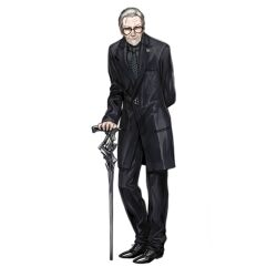 Rule 34 | 1boy, artist request, beard, black-framed eyewear, black coat, black footwear, black pants, black shirt, cane, closed mouth, coat, collared shirt, diagonal-striped clothes, diagonal-striped necktie, dress shoes, emblem, facial hair, formal, full body, girls&#039; frontline, glasses, green necktie, grey hair, hand on cane, havier witkin (girls&#039; frontline), long sleeves, looking at viewer, male focus, mustache, necktie, official art, old, old man, pants, shirt, smile, solo, standing, striped clothes, third-party source