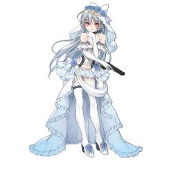 Rule 34 | 1girl, blue bow, blue flower, blue rose, bow, bow choker, bow panties, buttons, corset, dress, elbow gloves, eyelashes, flower, frilled dress, frilled panties, frills, full body, girls&#039; frontline, gloves, grey hair, gun, haijin, hair bow, hair flower, hair ornament, handgun, head rest, high heels, holding, holding gun, holding weapon, lace, lace-trimmed legwear, lace trim, leaning forward, licking lips, long hair, looking at viewer, naughty face, official alternate costume, official art, open clothes, open dress, panties, red eyes, rose, footwear flower, skirt, solo, striped, striped bow, thighhighs, tokarev (a couple&#039;s journey) (girls&#039; frontline), tokarev (girls&#039; frontline), tokarev tt-33, tongue, tongue out, transparent background, trigger discipline, underwear, veil, very long hair, weapon, wedding dress, white bow, white corset, white footwear, white gloves, white skirt, white thighhighs