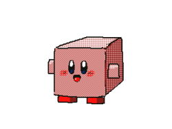 Rule 34 | 1boy, :d, blush stickers, colored skin, commentary, dithering, english commentary, flipnote studio (medium), jaggy lines, keke (kokorokeke), kirby, kirby (series), lowres, male focus, minecraft, nintendo, open mouth, pink skin, simple background, smile, solid oval eyes, solo, super smash bros., white background