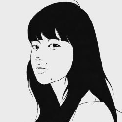 Rule 34 | 1girl, cotoh tsumi, expressionless, greyscale, komatsu nana, long hair, looking at viewer, mole, mole above mouth, mole under mouth, monochrome, original, portrait, real life, solo, squinting