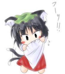 Rule 34 | 1girl, animal ears, cat ears, cat girl, chen, female focus, full body, hat, lowres, r pascal, solo, touhou, white background