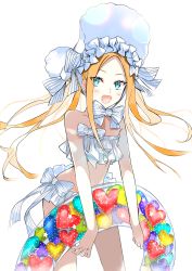 Rule 34 | 1girl, abigail williams (fate), abigail williams (swimsuit foreigner) (fate), abigail williams (swimsuit foreigner) (third ascension) (fate), bare shoulders, bikini, blonde hair, blue eyes, blush, bonnet, bow, braid, breasts, fate/grand order, fate (series), forehead, hair bow, hair rings, highres, innertube, long hair, looking at viewer, miniskirt, open mouth, parted bangs, sidelocks, simple background, skirt, small breasts, smile, swim ring, swimsuit, thighs, twin braids, twintails, very long hair, white background, white bikini, white bow, white headwear, yubacha