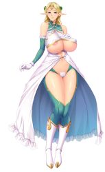 Rule 34 | 1girl, areola slip, bare shoulders, blonde hair, boots, breasts, closed mouth, covered erect nipples, curvy, earrings, elf, feet, full body, game cg, gloves, green eyes, groin, hand on own chest, highres, huge breasts, huracan, jewelry, kyonyuu elf oyako saimin, legs, long hair, looking at viewer, lune (company), navel, original, pasties, pointy ears, smile, solo, standing, thighhighs, thighs, transparent background, underboob