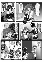 3girls dominator_(bdsm) greyscale hanada_kirame highres kurumaou monochrome multiple_girls partially_translated saki saki_(manga) saki_achiga-hen shirouzu_mairu translation_request tsuruta_himeko yuri