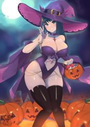 Rule 34 | 1girl, absurdres, alternate breast size, boots, breasts, cloud, cloudy sky, creatures (company), curvy, dawn, dawn (pokemon), full body, full moon, game freak, hair ornament, hairclip, halloween, halloween bucket, halloween costume, hat, highleg, highleg leotard, highres, holding, kaos art, large breasts, leotard, linea alba, long hair, looking at viewer, midriff, moon, nintendo, outdoors, pokemon, pokemon dppt, pumpkin, scenery, shiny skin, skirt, sky, smile, solo, thighs, thong leotard, twilight, wide hips, witch, witch hat