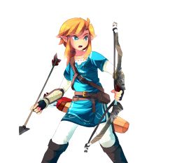 Rule 34 | 1boy, belt, blonde hair, blue eyes, bow (weapon), gloves, link, long hair, male focus, nintendo, pointy ears, ponytail, quiver, solo, the legend of zelda, the legend of zelda: breath of the wild, umi kemushi, weapon