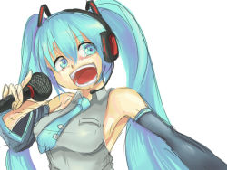 Rule 34 | :d, aryus, bad id, bad pixiv id, hatsune miku, microphone, open mouth, smile, solo, twintails, vocaloid