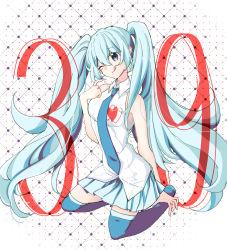 Rule 34 | 1girl, 39, :p, absurdly long hair, absurdres, aqua eyes, aqua hair, aqua necktie, aqua skirt, artist name, artist request, bare shoulders, black footwear, black sleeves, black thighhighs, blue eyes, blue hair, blue necktie, blush, boots, breasts, collared shirt, detached sleeves, female focus, full body, hair between eyes, hair ornament, hatsune miku, headphones, headset, heart, heart print, highres, long hair, long sleeves, looking at viewer, necktie, one eye closed, parted lips, pleated skirt, shirt, shoulder tattoo, sitting, skirt, sleeveless, sleeveless shirt, sleeves past fingers, sleeves past wrists, small breasts, solo, tattoo, thigh boots, thigh gap, thighhighs, tongue, tongue out, twintails, very long hair, vocaloid, white shirt