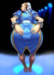 Rule 34 | 1girl, absurdres, ass, bent over, bracelet, breasts, brown eyes, brown hair, bun cover, capcom, china dress, chinese clothes, chun-li, cosine, double bun, dress, earrings, highres, hip focus, huge ass, huge breasts, jewelry, large breasts, muscular, pantyhose, pelvic curtain, pussy, solo, spread pussy under clothes, street fighter, thick thighs, thighs, wide hips