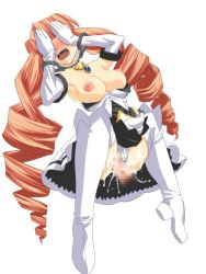 Rule 34 | 1girl, aq interactive, arcana heart, arcana heart 2, armpits, atlus, bare shoulders, breasts, censored, clothing aside, covering own eyes, cuffs, cum, examu, handcuffs, jewelry, necklace, panties, panties aside, petra johanna lagerkvist, rape, restrained, saliva, sex, tears, underwear, vaginal