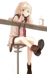 Rule 34 | 1girl, black bullet, blonde hair, blue eyes, closed mouth, foot out of frame, hair ornament, long hair, looking at viewer, lumo 1121, open mouth, simple background, solo, tina sprout, white background, x hair ornament