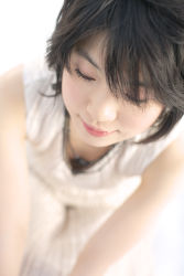 Rule 34 | 1girl, asian, dress, highres, japanese (nationality), komiyama maki, photo (medium), simple background, solo, tagme, white background