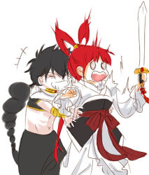 Rule 34 | 1boy, 1girl, black hair, lowres, magi the labyrinth of magic, red hair, ren kougyoku, surprised, tagme