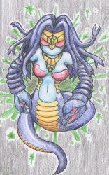 Rule 34 | sharp teeth, snake, snake girl, snake hair, tail, teeth, tongue, tongue out, vennominaga the deity of poisonous snakes, yu-gi-oh!, yu-gi-oh! gx