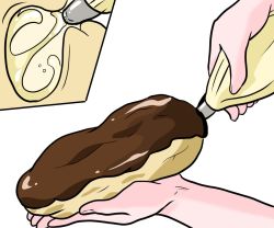 Rule 34 | cross-section, custard, eclair (food), food, nakane nata, original, parody, pastry, pastry bag, sexually suggestive, simple background, white background, x-ray