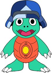 Rule 34 | chibikamemon, digimon, digimon (creature), hat, helmet, highres, looking at viewer, smile, solo, transparent background, turtle