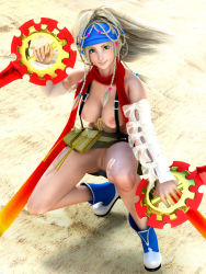 Rule 34 | 00s, 1girl, 3d, beads, blonde hair, boots, braid, breasts, detached sleeves, final fantasy, final fantasy x, final fantasy x-2, happy, headband, kneeling, large breasts, nipples, no bra, no panties, nude filter, pussy, rikku (ff10), scarf, solo, @ @, third-party edit, topless, uncensored