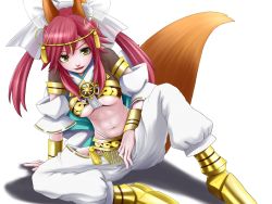 Rule 34 | 10s, 1girl, amaterasu (fate), animal ears, bow, breasts, detached sleeves, fate/extra, fate/extra ccc, fate (series), fox ears, fox tail, hair bow, hair ribbon, highres, midriff, official alternate costume, pink hair, ribbon, sei15, solo, tail, tamamo (fate), tamamo no mae (fate/extra), twintails, underboob, yellow eyes