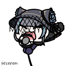 Rule 34 | 1girl, animal ears, animated, animated gif, azur lane, cat ears, cheshire (azur lane), eyes visible through hair, hat, lowres, microphone, open mouth, seseren, veil