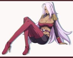 Rule 34 | 00s, 1girl, bad id, bad pixiv id, breasts, cleavage, cleavage cutout, clothing cutout, crop top, dragonaut, fujii toshiaki, garnet mclane, high heels, huge breasts, large breasts, letterboxed, long hair, shoes, sitting, solo, thighhighs