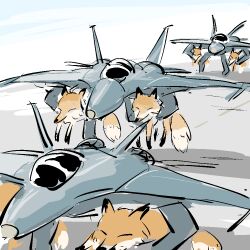 Rule 34 | aircraft, airplane, animal, canopy (aircraft), fighter jet, fox, jet, military, military vehicle, no humans, original, pun, yuki (rebruno)
