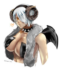 Rule 34 | 1girl, alternate costume, angel (kof), blowing kiss, breasts, cellphone, grey hair, hair over one eye, heart, highres, large breasts, looking at viewer, phone, shinobi life1, short hair, snk, solo, the king of fighters, the king of fighters xiv, yellow eyes