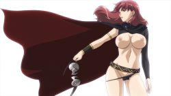 Rule 34 | breasts, cape, claudette (queen&#039;s blade), green eyes, highres, long hair, queen&#039;s blade, red hair
