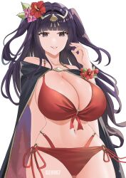 Rule 34 | 1girl, absurdres, black hair, breasts, cleavage, english text, fire emblem, fire emblem awakening, genm7, highres, large breasts, navel, nintendo, short hair, signature, solo, tagme, tharja (fire emblem), wide hips