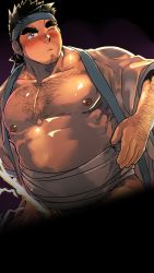 Rule 34 | 1boy, arm hair, bandages, bara, bare pectorals, belly, black hair, blue eyes, blush, bulge, censored, cowboy shot, cum, ejaculation, facial hair, fat, fat man, hairy, happi, headband, higemorigen, highres, jacket, japanese clothes, large pectorals, leg hair, male focus, muscular, nipples, one eye closed, open clothes, open jacket, original, paid reward available, pectorals, projectile cum, paid reward available, short hair, sideburns, solo, stomach, stubble, thick eyebrows, thick thighs, thighs