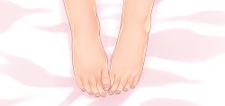 Rule 34 | 1girl, barefoot, close-up, dakimakura (medium), feet, feet together, head out of frame, nail polish, okina ika, pink toenails, saki (manga), solo, toenail polish, toenails, toes, usuzumi hatsumi