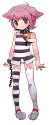 Rule 34 | 1girl, criminal girls, full body, highres, ichihaya, nippon ichi, official art, solo, striped clothes, striped thighhighs, thighhighs, transparent background, yuko (criminal girls)