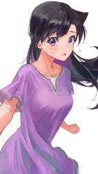 Rule 34 | 1girl, bearo, black hair, collarbone, crying, crying with eyes open, dress, floating hair, hair between eyes, highres, long hair, looking at viewer, meitantei conan, mouri ran, multiple girls, open mouth, purple dress, purple eyes, short dress, short sleeves, simple background, sketch, solo, standing, straight hair, tears, very long hair, white background