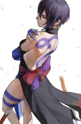 Rule 34 | 1girl, backless outfit, black hair, highres, mature female, red eyes, samurai spirits, shiki (samurai spirits), snk